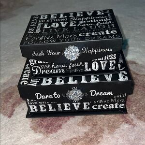 Black and White Inspirational Storage Boxes, Set of Two